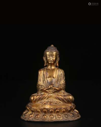 A Chinese Gilt Bronze Gautama Buddha Statue