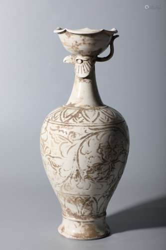 A Chinese Ding Kiln Carved Floriform Vase