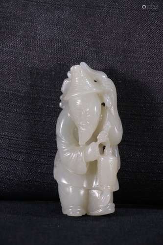 A Chinese Hetian Jade Fisherman Carving Ornament