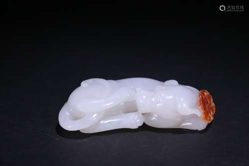 A Chinese Hetian Jade Dog Shape Hand Piece