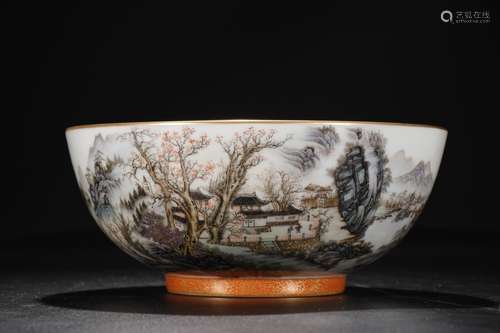 A Chinese Poetry Landscape Bowl