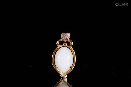 A Chinese Hetian Jade 18k Gold Plated Pendant