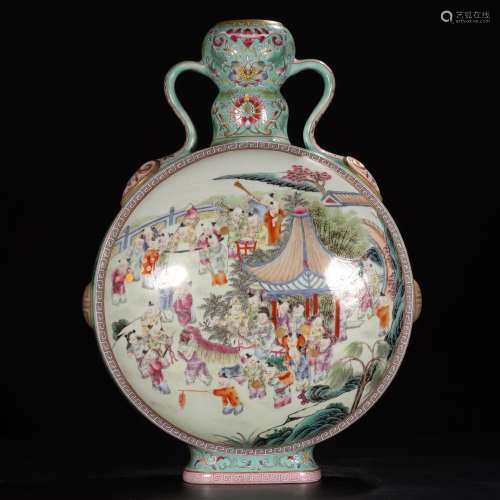 A Chinese Famille Rose Moon Flask Vase