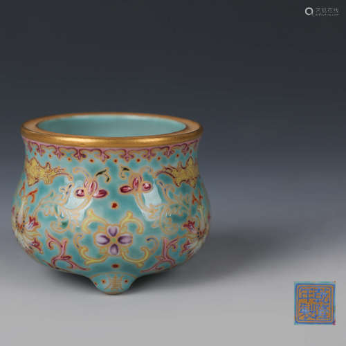 Famille Rose Porcelain Censer, Marked