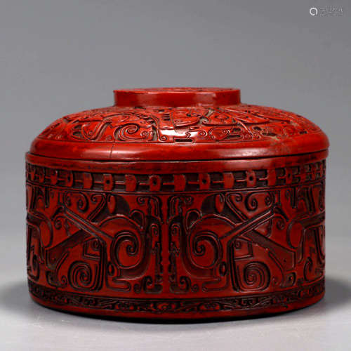 Chinese Cinnabar Lacquer Box And Cover