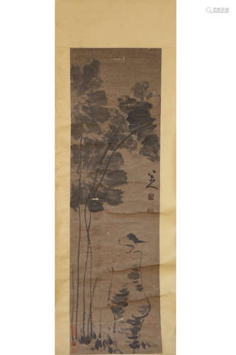 A Chinese Flower-And-Plant Scroll, Zhuda Mark