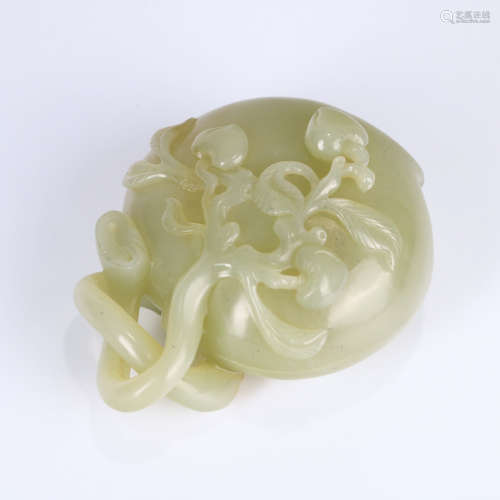 A Chinese Jade Carved Peach Shaped Box