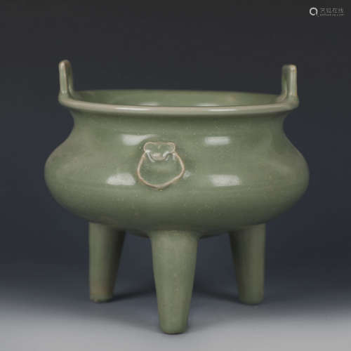 A Longquan Kiln Three-Legged Porcelain Censer