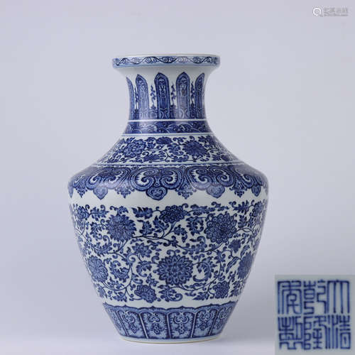 A Blue And White Foliage Porcelain Vase