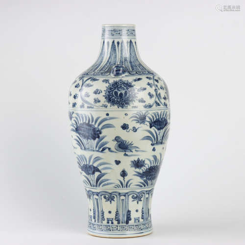 A Blue And White Floral Porcelain Vase