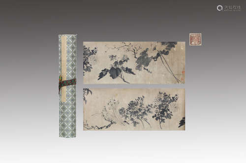 A Chinese Flower-And-Plant Scroll Painting, Chenchun Mark