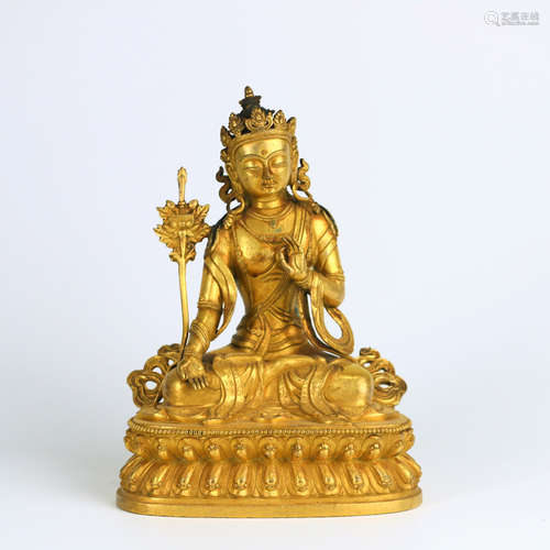 A Gilt Bronze Guanyin Figurine