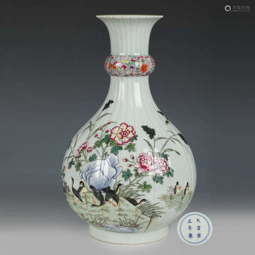 A Bird-And-Flower Porcelain Vase