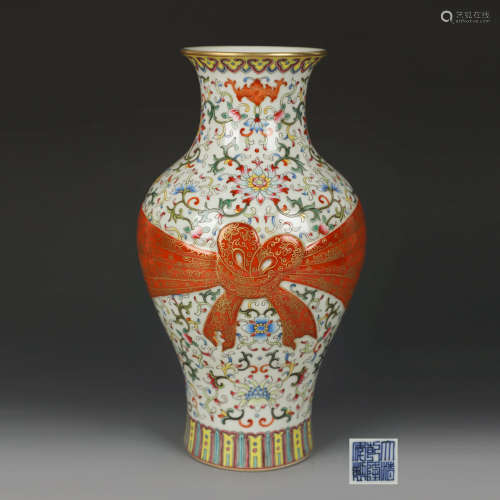 A Gilt Iron Red Porcelain Vase