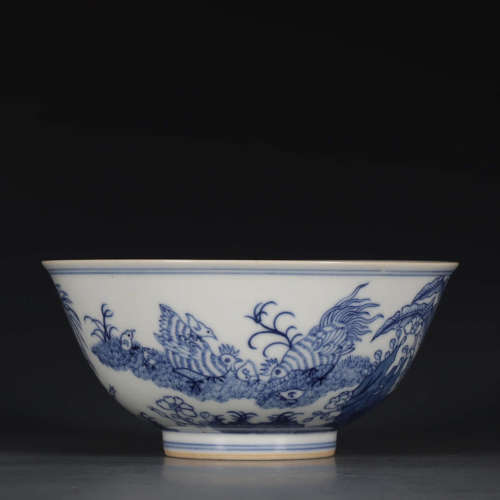 Chinese Blue White Porcelain Bowl, Marked