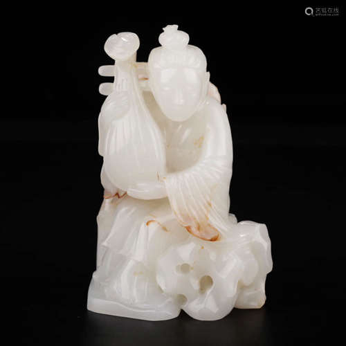 A White Jade Carved Woman Ornament