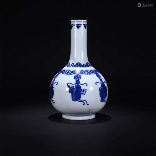 A Blue And White Eight Treasure Motif Porcelain Vase