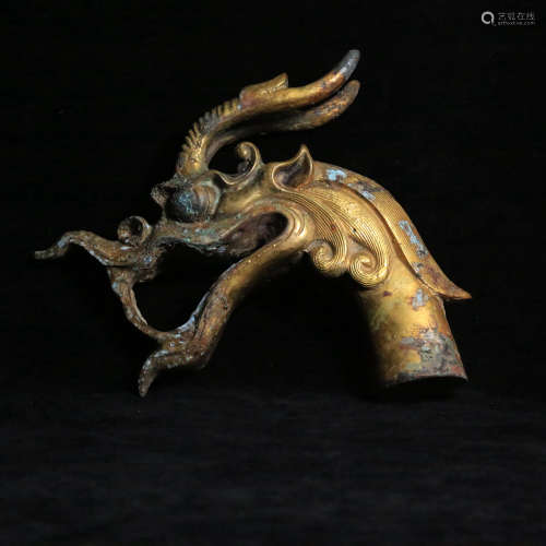 A Gild Bronze Dragon Head Ornament