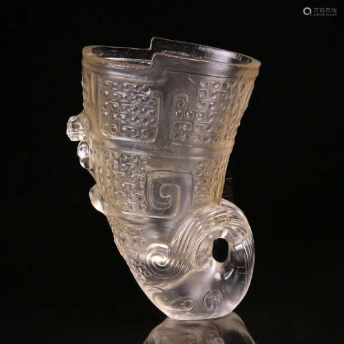 An Imitation Crystal Chi Dragon Motif Glass Cup