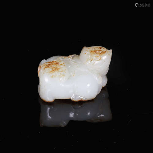 A White Jade Carved Beast Ornament