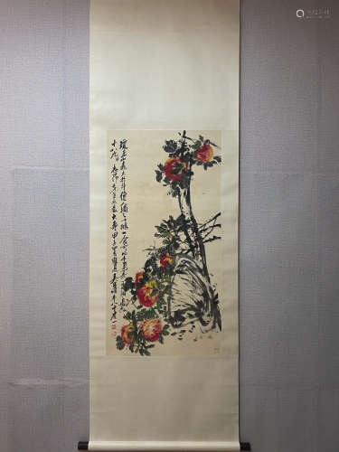 A Chinese Flower And Bird Painting, Wu Changshuo  Mark