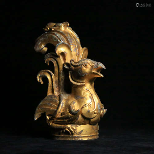 A Gild Bronze Phoenix Bird Ornament