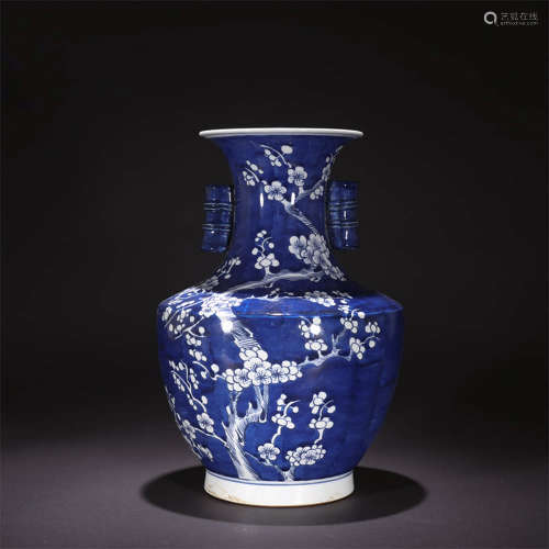 A Blue And White Plum Blossom Motif Porcelain Vase