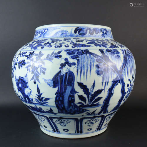 A Blue And White Figure Painted Porcelain Jar