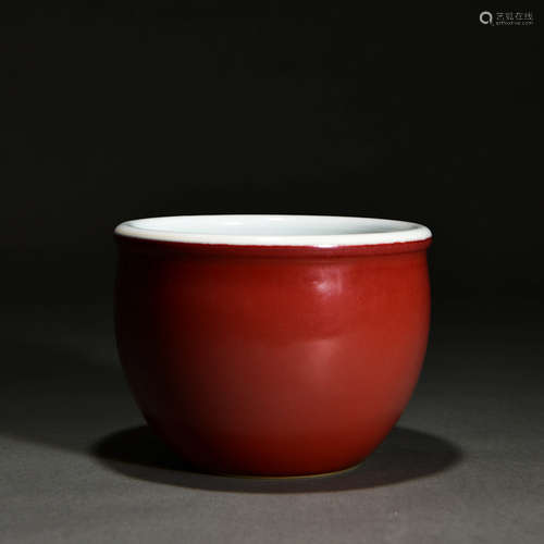 A Red Glaze Porcelain Fish Bowl