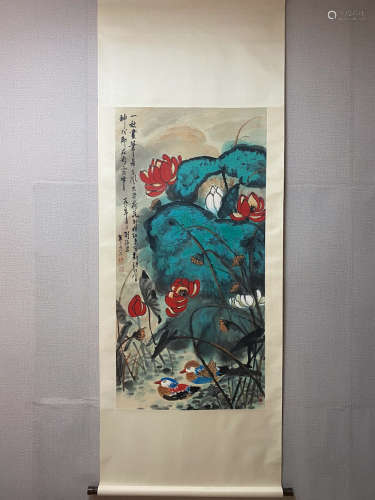 A Chinese Flower And Bird Painting, Liu Haisu Mark