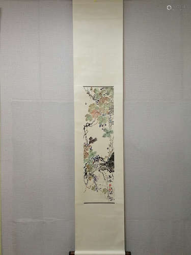 A Chinese Flower And Bird Painting, Gao Jianfu Mark