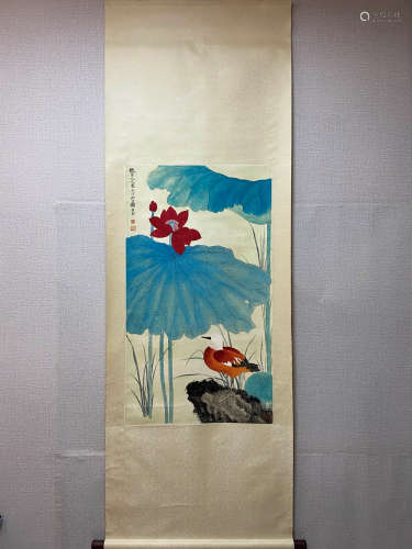 A Chinese Flower And Bird Painting, Xie Zhiliu Mark
