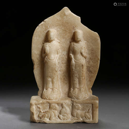 A White Marble Carved Two Figures Statue