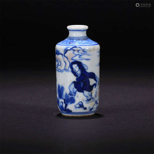 A Blue And White Underglazed Red Figurine Motif Porcelain Snuff Bottle