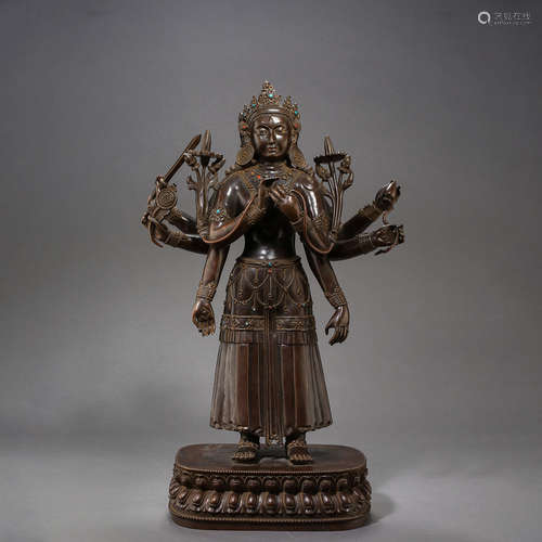 A Four Face Eight Arms Bodhisattva Statue