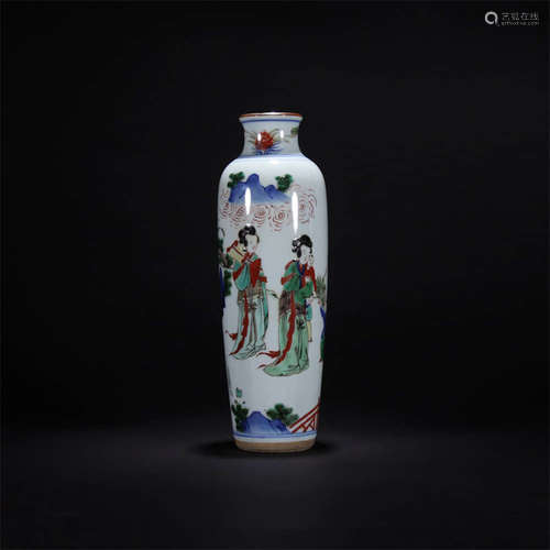 A Blue And White Doucai Figurine Motif Porcelain Vase