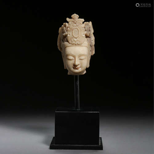 A White Marble Carved Bodhisattva's Head