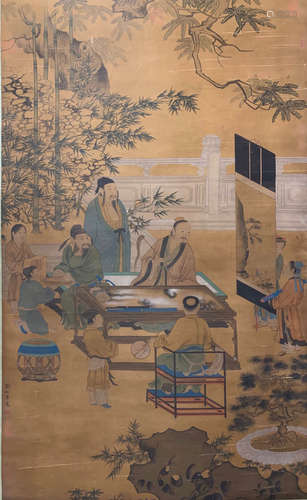 A Chinese Figures Painting, Liu Songnian Mark