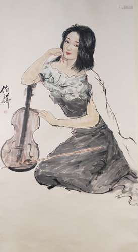 A Chinese Woman  Painting，Bai Bohua Mark