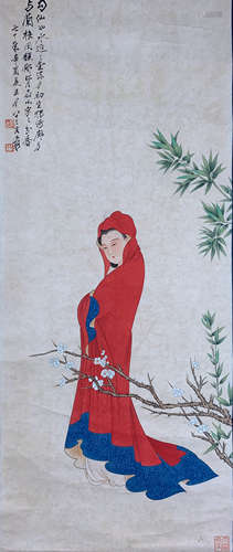 A Chinese Figure Painting Scroll，Zhang Daqian Mark