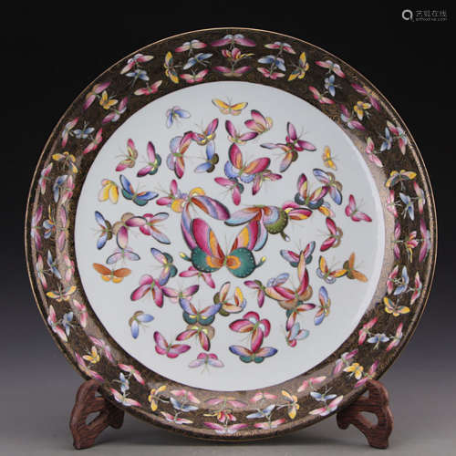 A Chinese Famille Rose ‘Hundred-Butterflies’ Porcelain Plate