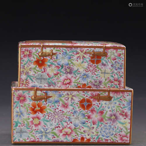 A Chinese Famille Rose Floral Porcelain Box And Cover