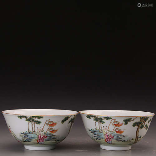 A Pair Of Chinese Famille Rose ‘Children At Play’ Porcelain Bowls