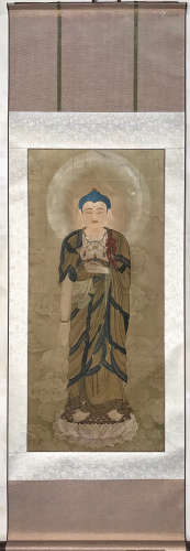 Anonymous, 'Buddha Statue of Siddhartha Bhawani' Standing Scroll Painting, High Quality Imitation