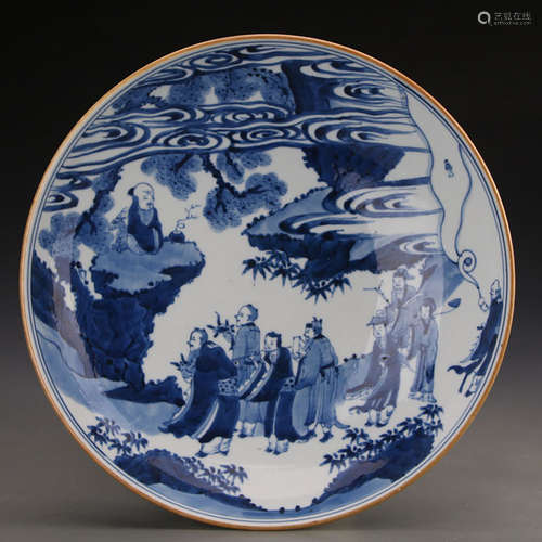 A Chinese Blue And White ‘Eight Immortals’ Porcelain Plate