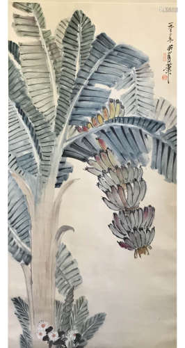 A Chinese ‘Banana Leaf’ Painting Scroll