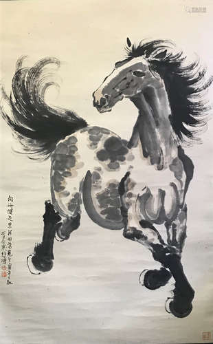 A Chinese Horse Painting Scroll