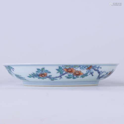 A Chinese Doucai ‘Flower And Bird’ Porcelain Plate