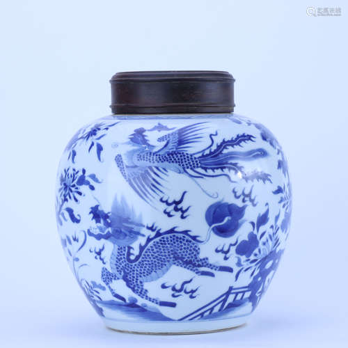 A Chinese Blue And White ‘Kylin and Phoenix’ Jar And Cover