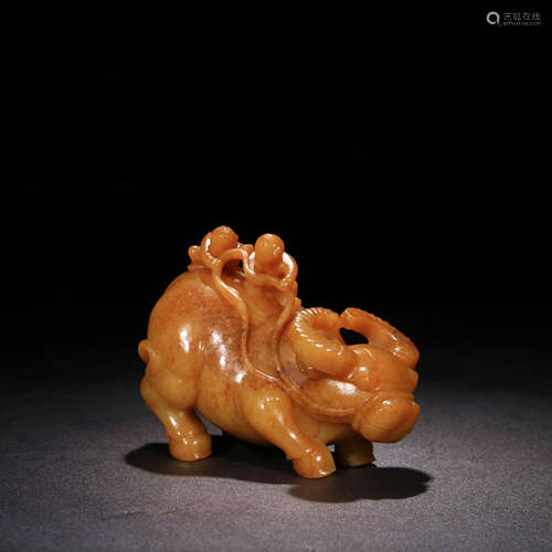 A Carved Hetian Jade ‘Boy and Cattle’ Ornament